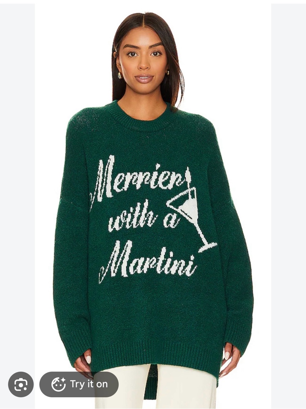 Show Me Your MuMu Emerald Green 'Merrier with a Martini' Sweater